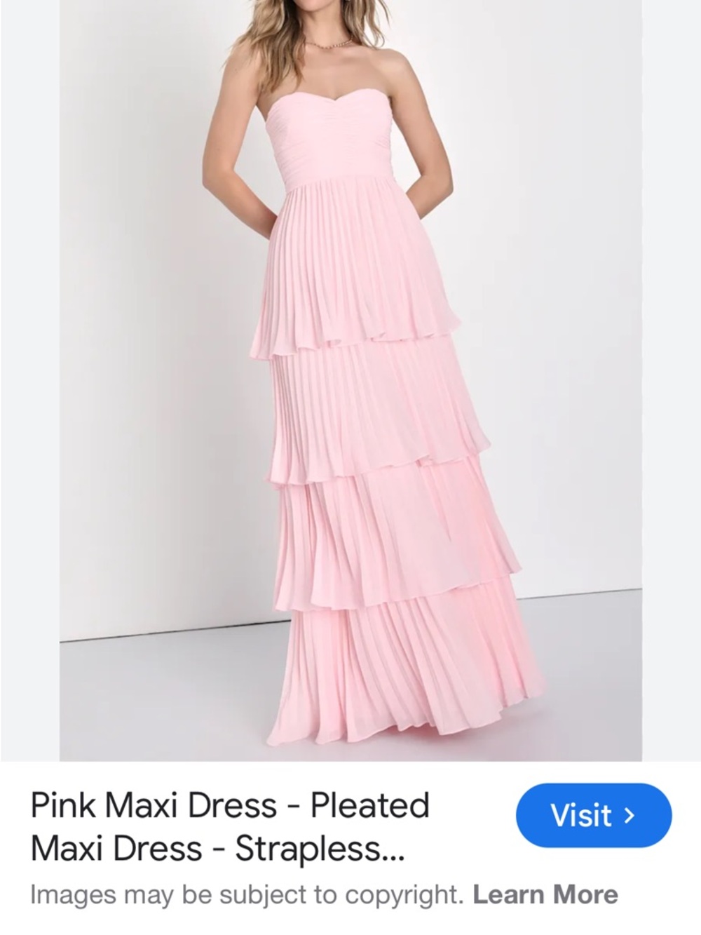 Lulus Seriously Sensational Light Pink Strapless Tiered Maxi Dress-Small